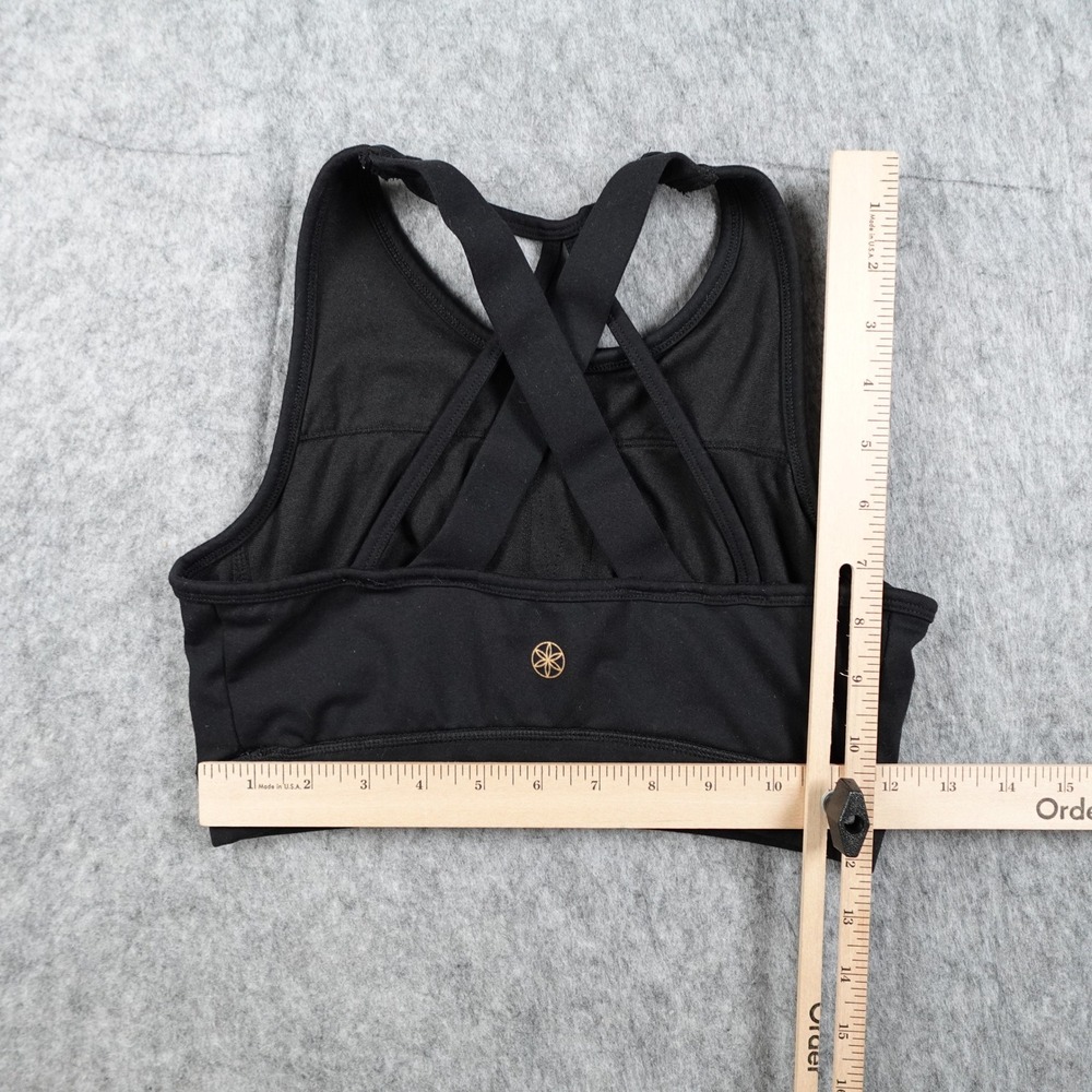 Gaiam Sports Bra Women Small Black Strappy Back Celestial Foil Print High Neck - Picture 8 of 10